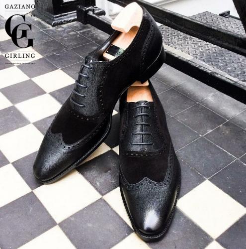 Astaire made in black suede and black pin grain on the DG70 last