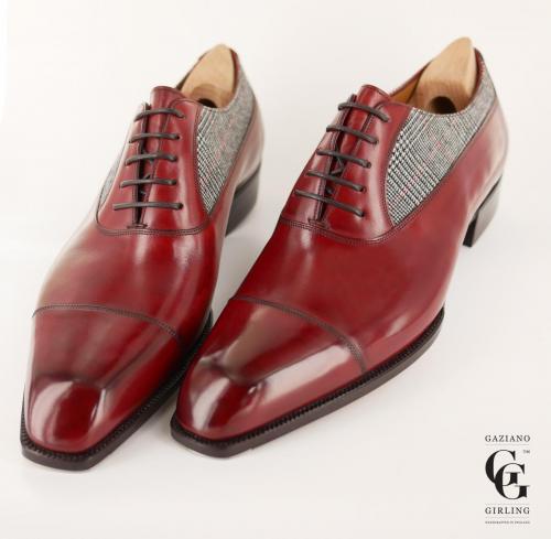 Bespoke Vintage Cherry & Savile Row cloth Balmoral with classic square toe 