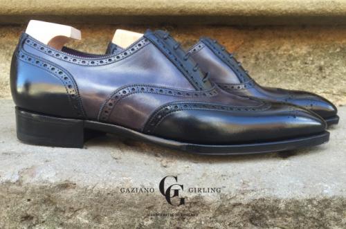 Gatsby made in Black and pearl Grey calf on the Deco Square last
