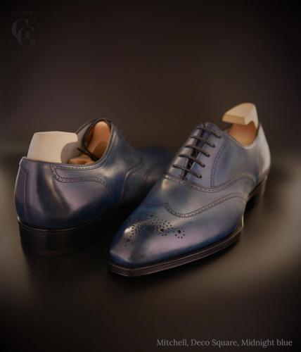 Mitchell, in Midnight Blue made on our Deco square toe