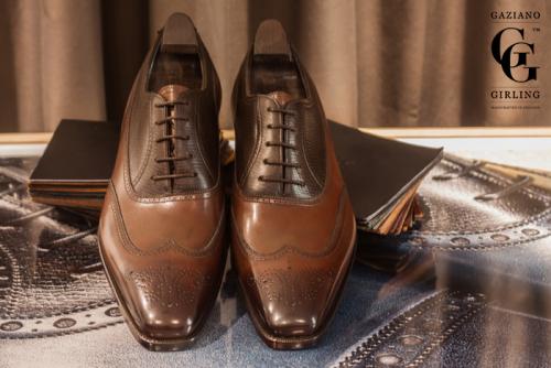 Westminster made in Vintage Oak and Espresso Hatch Grain on the TG73 last.